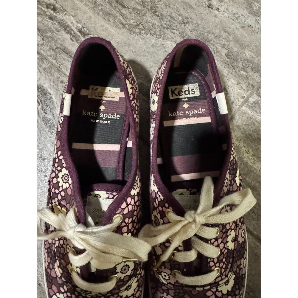 Kate Spade x Keds Purple Floral Print Canvas Sneakers Shoes Womens Size 8 - Picture 6 of 10
